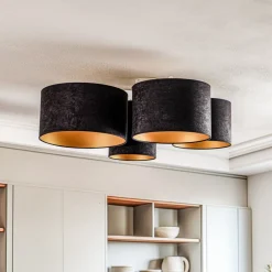 Loftlamper ^ Euluna Lodge loftlampe, 4 lyskilder, sort/guld