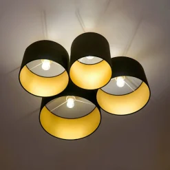 Loftlamper ^ Euluna Lodge loftlampe, 4 lyskilder, sort/guld