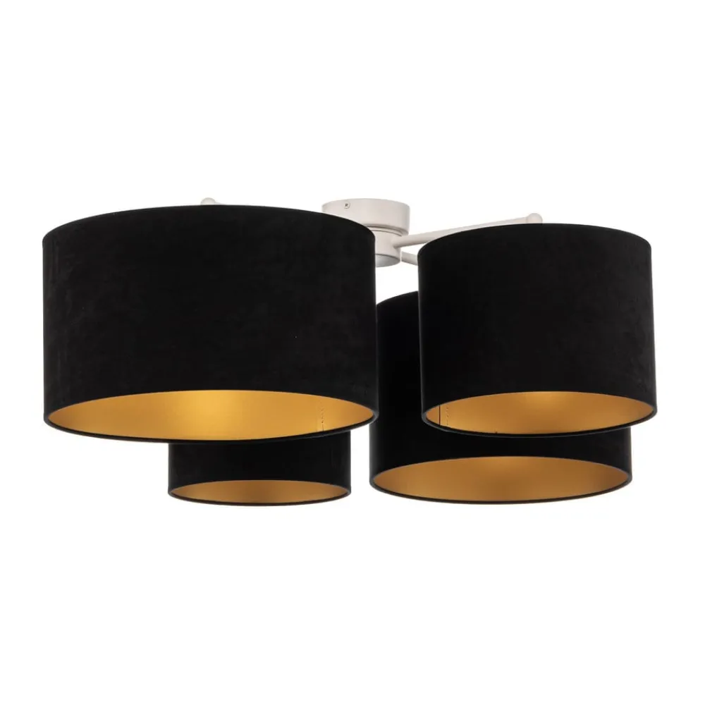 Loftlamper ^ Euluna Lodge loftlampe, 4 lyskilder, sort/guld