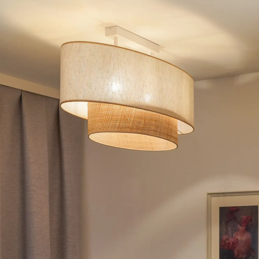 Loftlamper ^ Euluna loftlampe Boho Cotton, beige, raffia natur, 80 cm