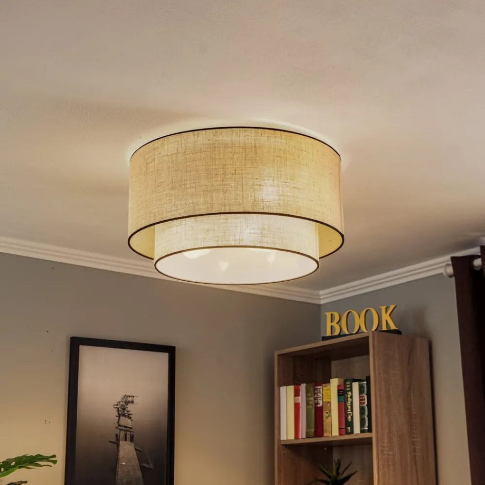 Euluna Loftlamper > loftlampe Boho jute & sort, brun/sort, Ø60cm