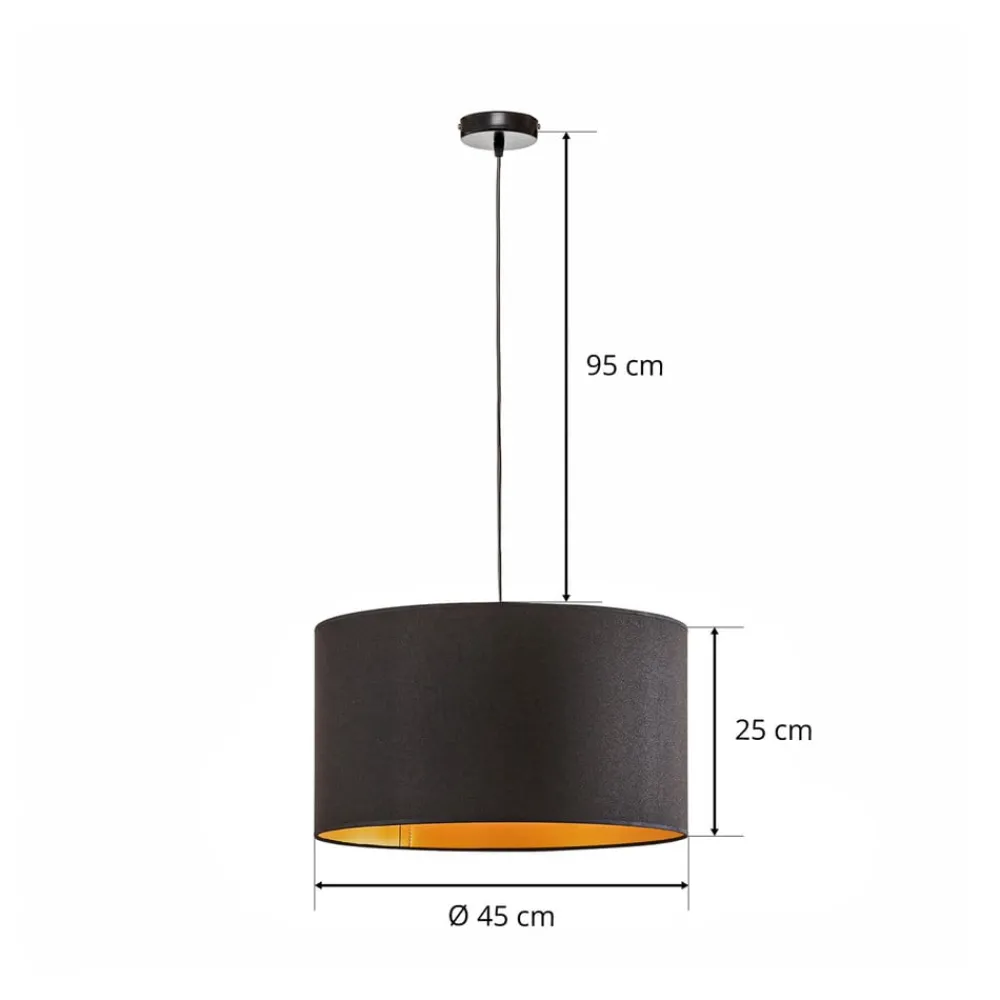 Euluna Pendellamper > Roller hængelampe, sort/guld, Ø 45 cm