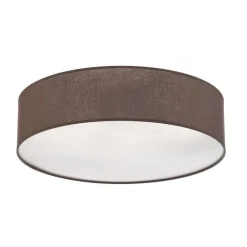 Loftlamper ^ Euluna rulleloft, jordfarvet stofskærm, Ø50cm