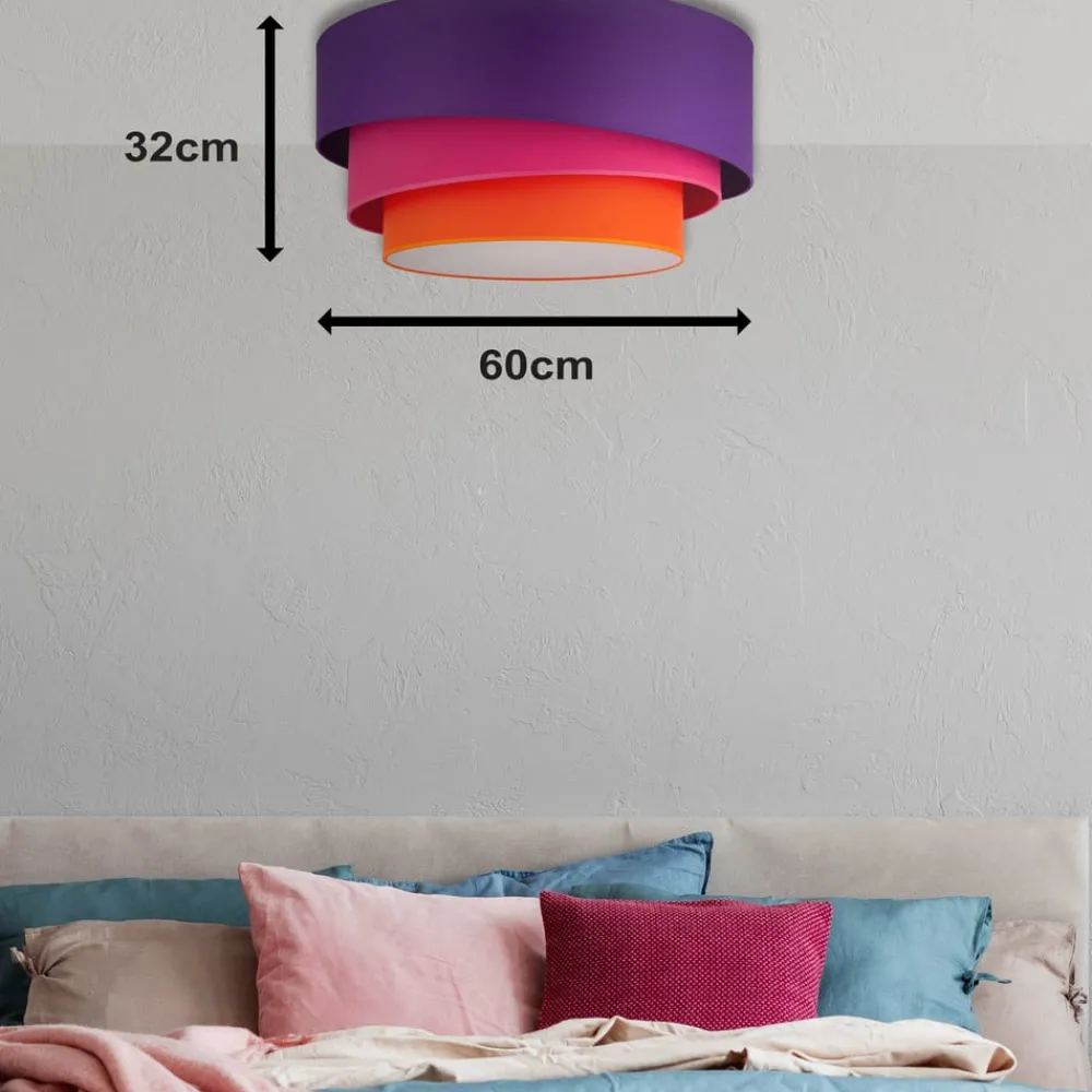Loftlamper ^ Euluna Trio Max tæppe, Ø60cm, violet/pink/orange