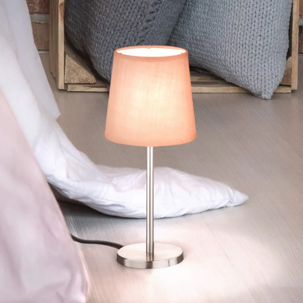 FH Lighting Bordlamper > Eve bordlampe, hørskærm, nikkel/rosa