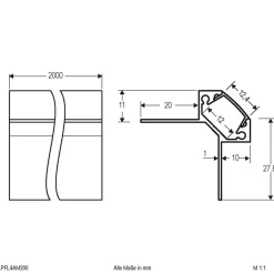 EVN Led Strips > APFL4 alu-flisekantprofil udv. 200 cm x 3,8 cm