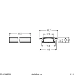 Led Strips ^ EVN APFLAT3 alu-profil, 200 cm T-profil, hvid