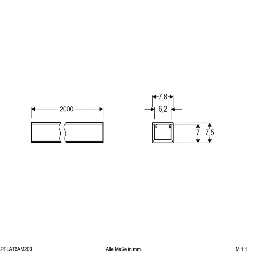 Led Strips ^ EVN APFLAT6 alu-profil 200 cm, U-profil, smal
