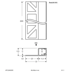 EVN Led Strips > APFL5 fliseprofil i siden 200 cm x 3,3 cm hvid