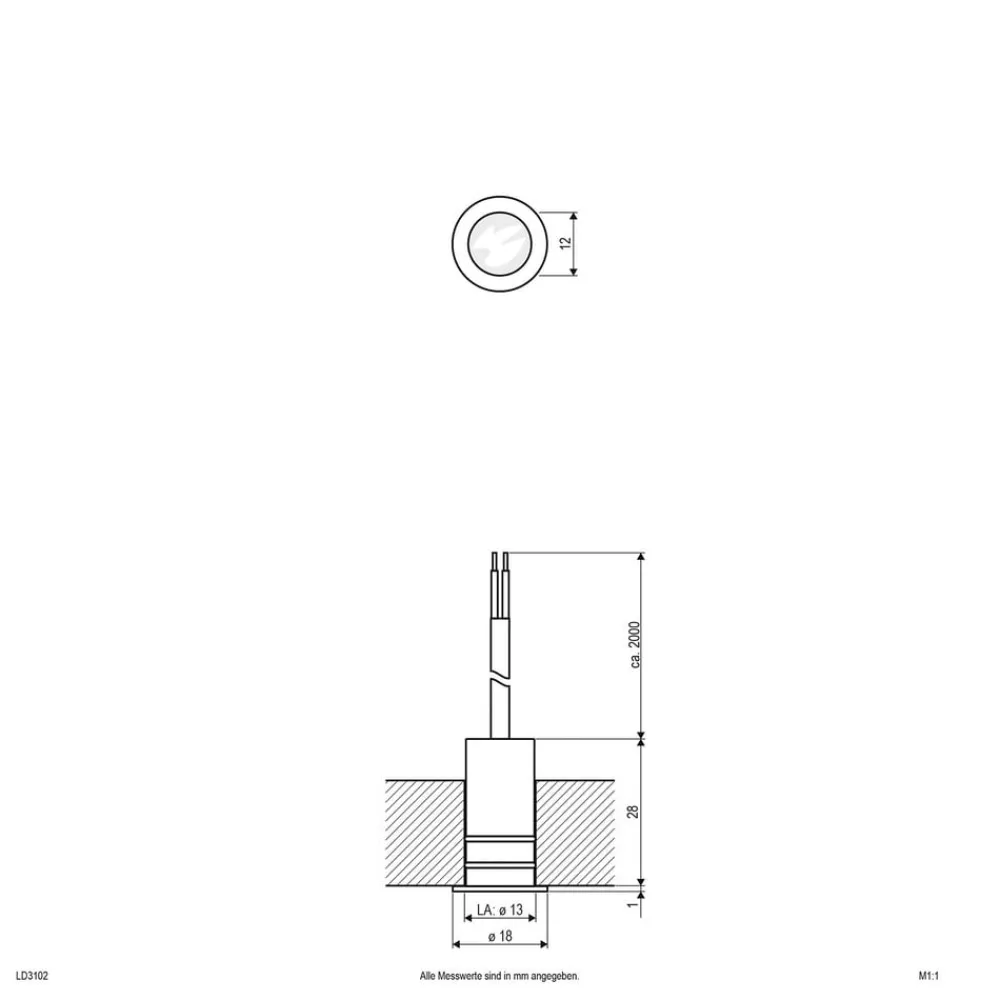 Loftlamper ^ EVN LD3102 lampe 12 V IP68 Ø1,8cm 0,2 W 830