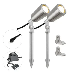 Udendørs Spot ^ EVN PC6806 LED-havespot, 12 V, 3.000 K, sæt/2