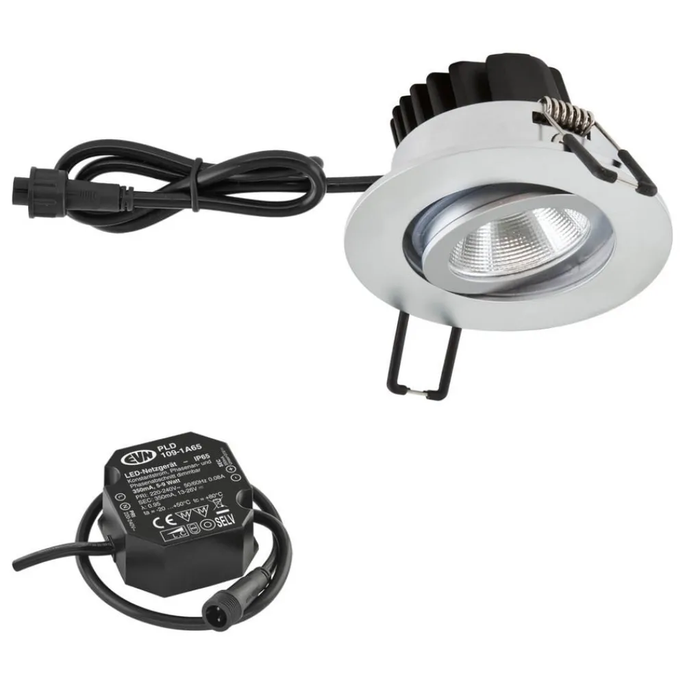 Udendørs Loftlamper ^ EVN PC65 udendørs indbygningslampe rund 3000K krom mat