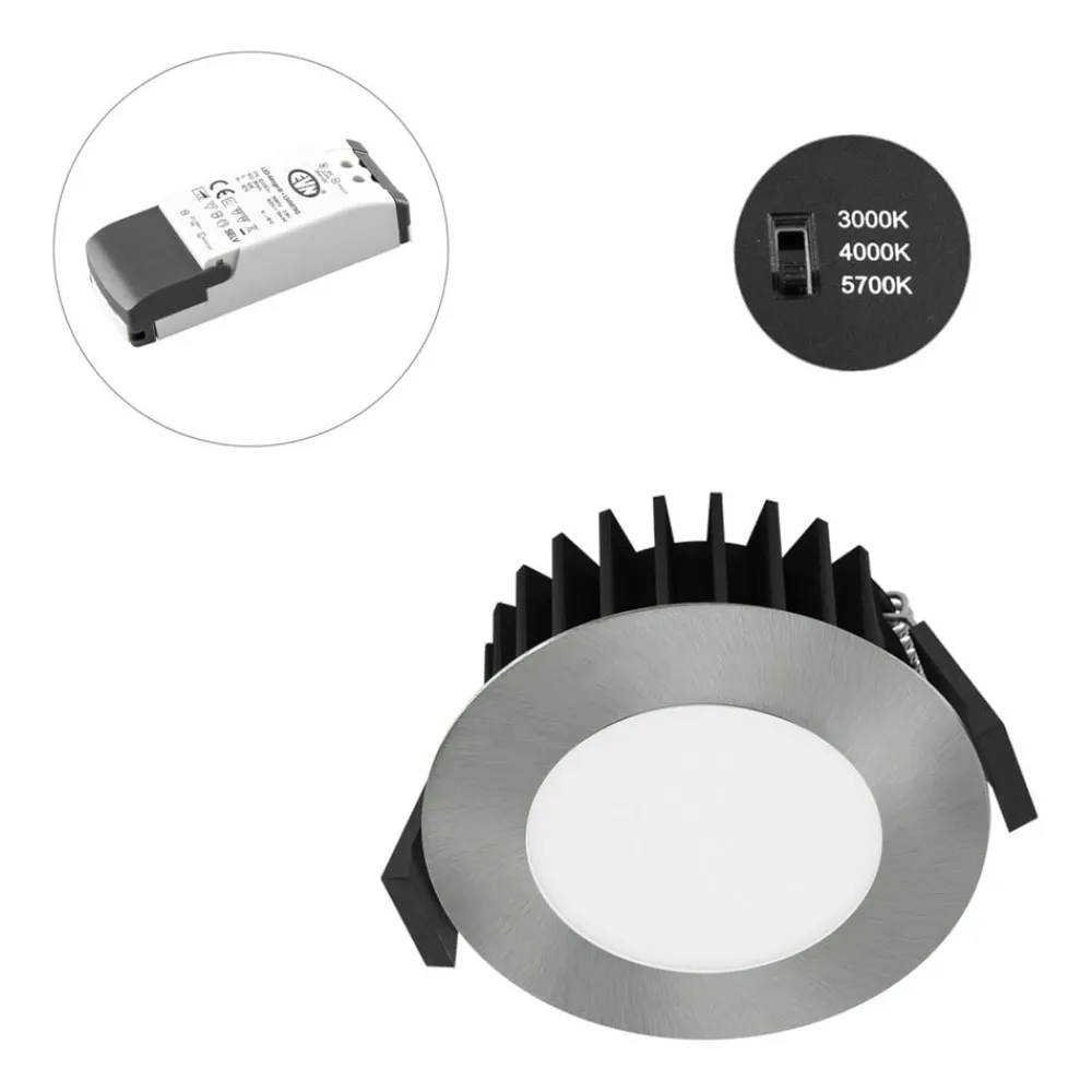 Loftlamper|Indbygningsspots ^ EVN Solido68 LED indbygningsloftlampe 10W krom