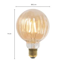 Lucande Dæmpbar Led-Pære|Filament Pære > E27 3,8 W LED G95 2.700 K 340lm riller, rav, 5 stk