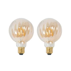 Lucande Dæmpbar Led-Pære|Filament Pære > E27 3,8 W LED G95 2.700 K 340lm riller, rav, 2 stk
