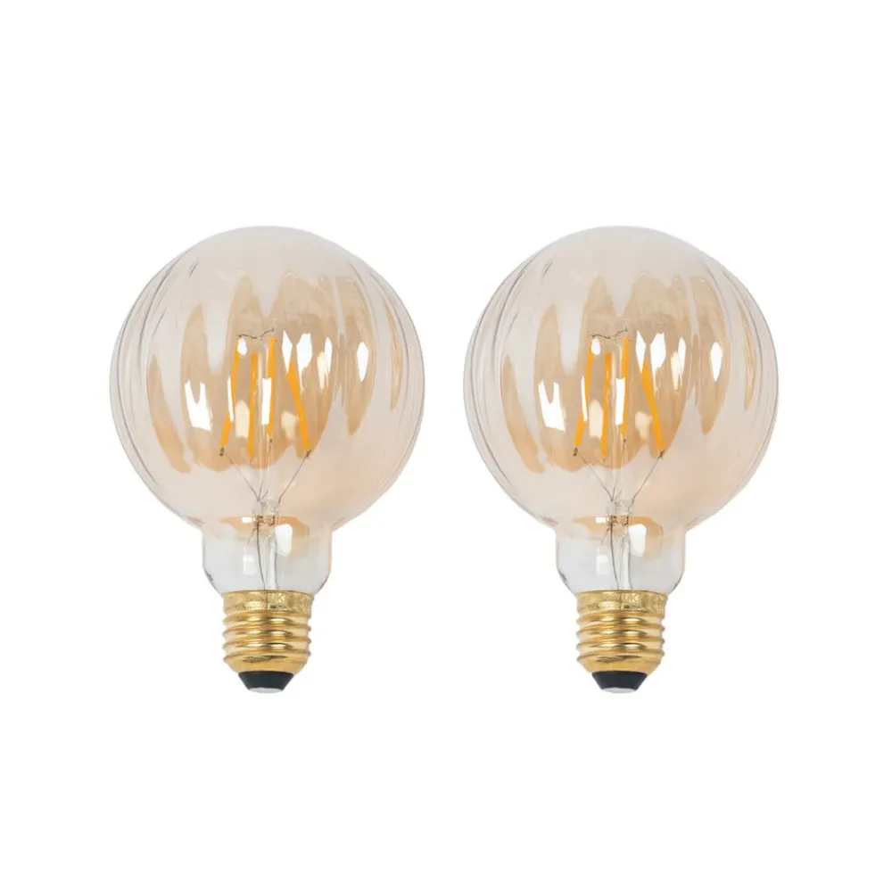 Lucande Dæmpbar Led-Pære|Filament Pære > E27 3,8 W LED G95 2.700 K 340lm riller, rav, 2 stk
