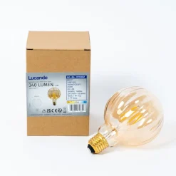 Lucande Dæmpbar Led-Pære|Filament Pære > E27 3,8 W LED G95 2.700 K 340lm riller, rav, 2 stk