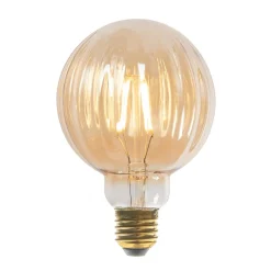 Dæmpbar Led-Pære|Filament Pære ^ Lucande E27 3,8W LED-pære G95, 2700K, 340lm, riller ravfarvet