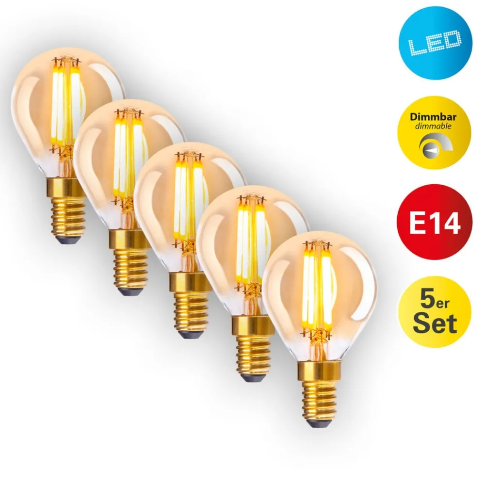 Dæmpbar Led-Pære|Filament Pære ^ Näve E14 3,9 W 313lm LED-pære varmhvid kan dæmpes 5 stk