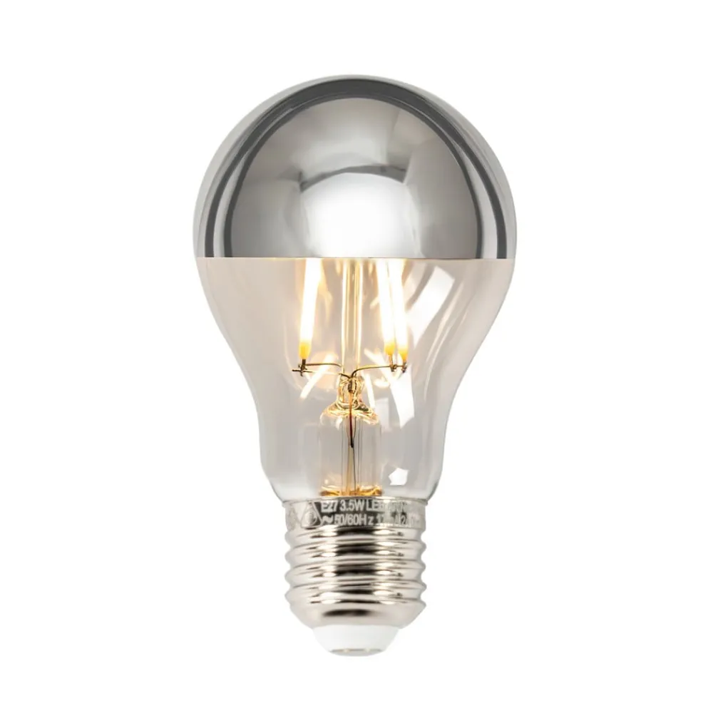 Dæmpbar Led-Pære|Filament Pære ^ Lucande E27 3,5W topforspejlet LED-pære A60, 2700K sølv