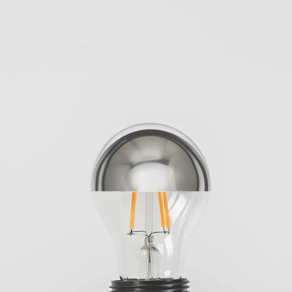Dæmpbar Led-Pære|Filament Pære ^ Lucande E27 3,5W topforspejlet LED-pære A60, 2700K sølv