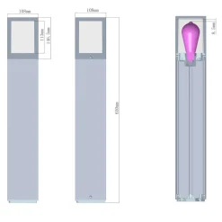 Deko-Light Gadebelysning > Facado II vejlampe, højde 65 cm, kantet, mørkegrå/opal