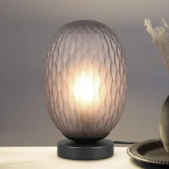 Trio Lighting Bordlamper > Facette bordlampe, røgfarvet grå, højde 29 cm, glas, E27