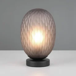 Trio Lighting Bordlamper > Facette bordlampe, røgfarvet grå, højde 29 cm, glas, E27