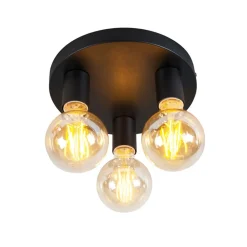 Gang ^ QAZQA Facil loftlampe, 3 lyskilder, sort
