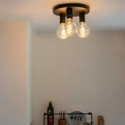 Gang ^ QAZQA Facil loftlampe, 3 lyskilder, sort