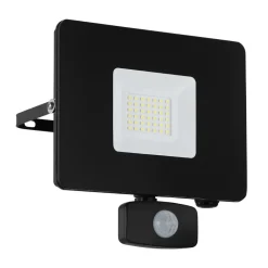 EGLO Væglampe Med Sensor|Udendørs Spot > Faedo 3 udendørs LED-spot med sensor, sort, 20 W