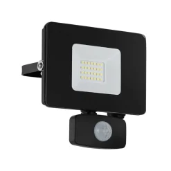 EGLO Væglampe Med Sensor|Udendørs Spot > Faedo 3 udendørs LED-spot med sensor, sort, 20 W