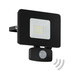 EGLO Væglampe Med Sensor|Udendørs Spot > Faedo 3 udendørs LED-spot med sensor, sort, 20 W