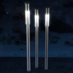 Globo Solcellelamper|Udendørs Spot > Fania solcellelampe med jordspyd i stål, 3 stk