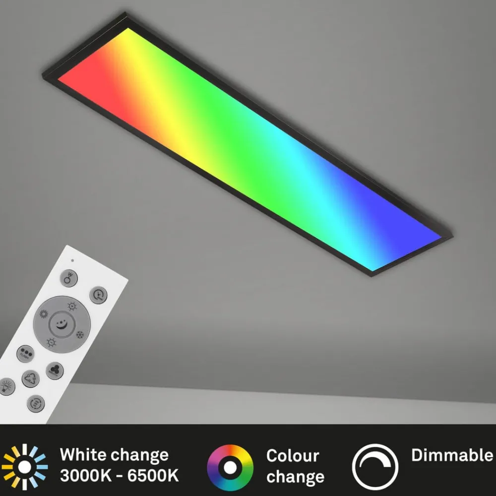Gang|Loftlamper ^ Briloner Farvet LED-panel, dæmpbart, RGB, CCT, 100x25cm