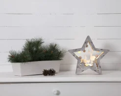 STAR TRADING Dekorationsbelysning|Julepynt > Fauna LED-dekorationsstjerne af træ, højde 24 cm