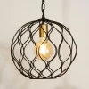 Pendellamper ^ Searchlight Finesse hængelampe, sort/guld, metal, Ø31,5 cm, E27