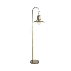 Gulvlamper|Gulvlamper ^ Searchlight Fisherman gulvlampe, metal, antik messingfarve, E27, 161 cm