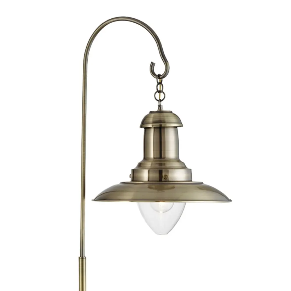 Gulvlamper|Gulvlamper ^ Searchlight Fisherman gulvlampe, metal, antik messingfarve, E27, 161 cm