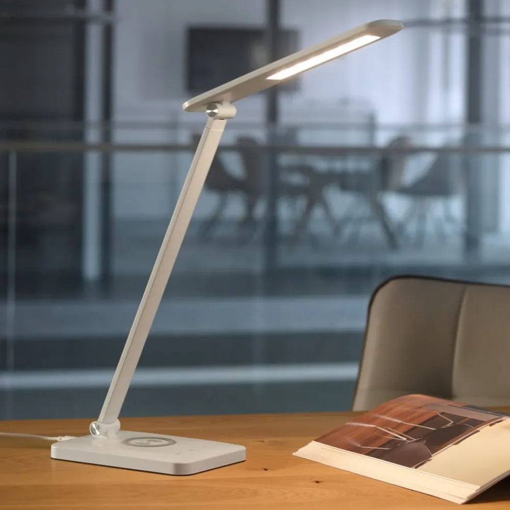 Arbejdsrum/Kontor ^ JUST LIGHT. GmbH Florentina LED-skrivebordslampe, hvid