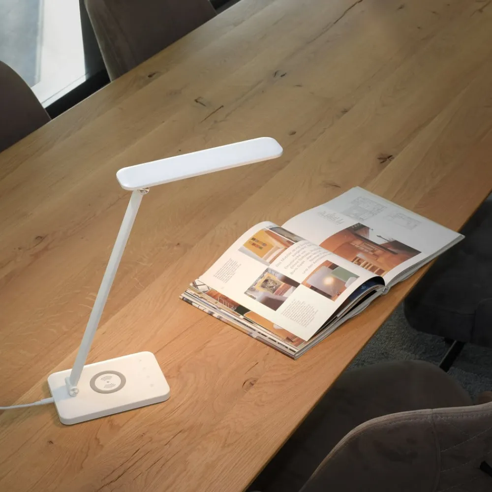 Arbejdsrum/Kontor ^ JUST LIGHT. GmbH Florentina LED-skrivebordslampe, hvid