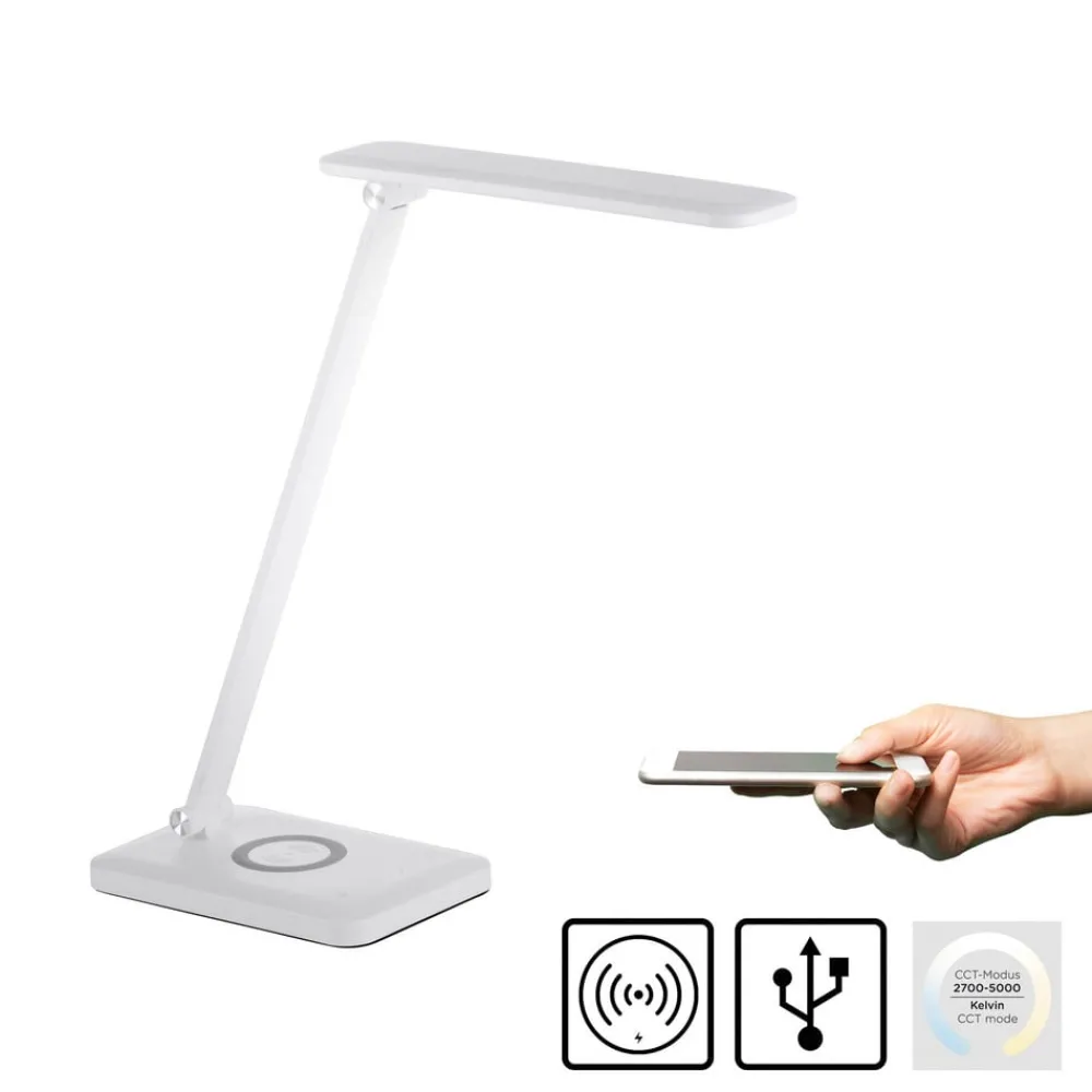 Arbejdsrum/Kontor ^ JUST LIGHT. GmbH Florentina LED-skrivebordslampe, hvid
