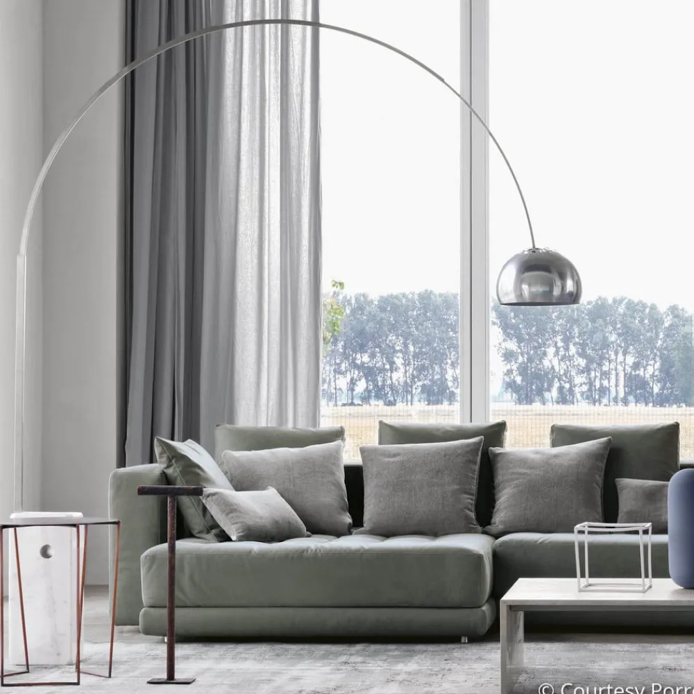 Gulvlamper ^ FLOS Arco bue-gulvlampe, krom, højde 240 cm, E27