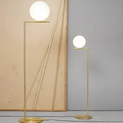 Gulvlamper|Gulvlamper ^ FLOS IC F1 gulvlampe, børstet messing