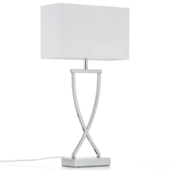 FISCHER & HONSEL Bordlamper > Flot tekstil-bordlampe Anni, krom/hvid