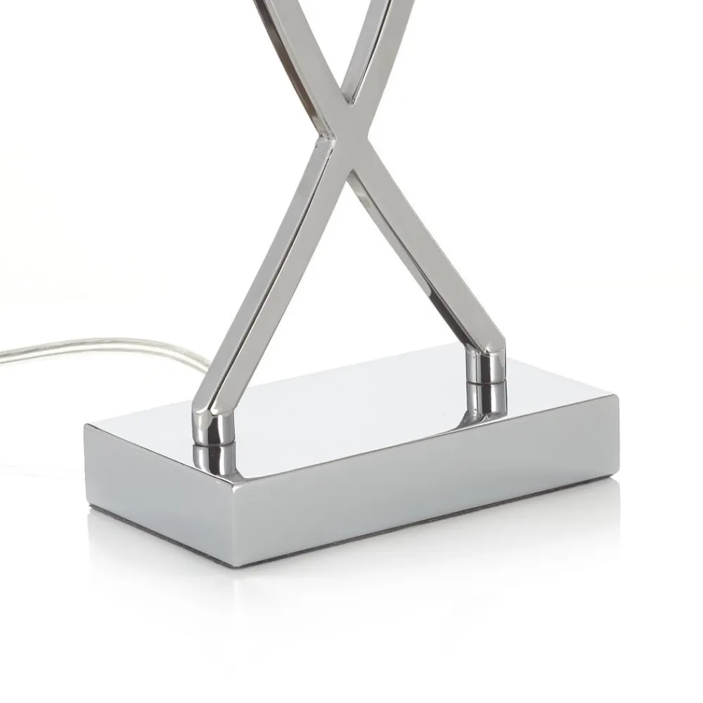 FISCHER & HONSEL Bordlamper > Flot tekstil-bordlampe Anni, krom/hvid