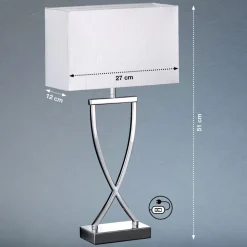 FISCHER & HONSEL Bordlamper > Flot tekstil-bordlampe Anni, krom/hvid
