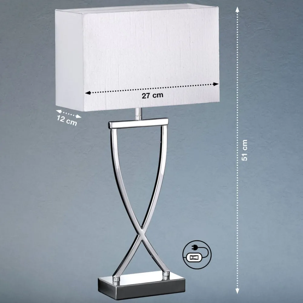 FISCHER & HONSEL Bordlamper > Flot tekstil-bordlampe Anni, krom/hvid