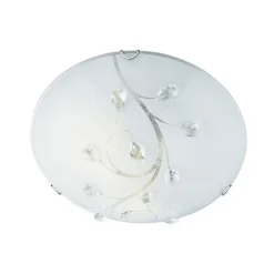 Loftlamper ^ Searchlight Flush Flower loftlampe af glas, Ø 30 cm