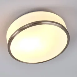 Searchlight Loftlamper > Flush loftlampe IP44, Ø 28 cm, satineret sølv